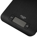 Compact and convenient digital kitchen scale with tempered glass surface LCD display and 1g graduation Black AD3183B Adler