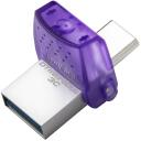 Kingston DataTraveler microDuo 3C DTDUO3CG3/128GB, 128 GB, 200 MB/s, USB Type-A, USB Type-C, Lilla, P&ouml;&ouml;ratav kate