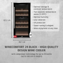 Wine cooler cabinet showcase 24 bottles compressor technology energy efficiency class G dimensions 48&times;86&times;43 cm black WineComfort 24 00644 Caso