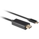 Lanberg USB-C DisplayPort kaabel CA-CMDP-10CU-0030-BK, 3 m, 4K(3840 x 2160), HDR tugi, 21,6 Gbit/s