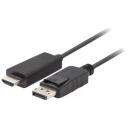 Lanberg DisplayPort HDMI kaabel CA-DPHD-11CC-0010-BK, 1 m, DP Male, HDMI Male, vaskjuhtmed, 4,95 Gbps