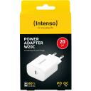 Intenso toiteadapter W20C, 20W, USB-C, 100-240V, 1 pesa, kiire laadimine, valge