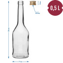 Napoleon 500 ml butelis su &Oslash;28.6 užsukamu dangteliu, 6 vnt BROWIN 631452, 7.7x7.7x25.8 cm