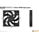 Be Quiet Вентилятор для корпуса Silent Wings 4 BL097, 140mm, 1900RPM, 133.2m&sup3;/h, 2.36mmH2O, FDB, PWM
