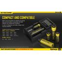 Nitecore Įkroviklis D2EU, 2 lizdai, suderinamas su Li-ion, Ni-MH, Ni-Cd, LCD ekranas, optimizuota įkrova