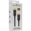 White Shark MAMBA kabelis DP-DP M/M 2m, 4K, 60 kadri/s, 21,6 Gbps, 30 AWG, 24K apzeltīti spraudņi, Ethernet