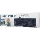 Gembird 4-in-1 kontorikomplekt KBS-UO4-01, USB, 104 nuppu, 3 nuppu, 1000 dpi, must