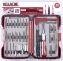 Hobby knife set 36 pcs, KREATOR, KRT452002, 28 blades, 2 handles, convenient storage