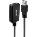 Lindy 43155 USB 3.0 aktyvus prailginimo kabelis 5m, 1 x USB, 1 x USB-C, juodas / pilkas