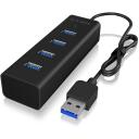 Raidsonic USB centrmezgls IB-HUB1409-U3, 4x USB 3.0, melns, USB baro&scaron;ana, LED indikators