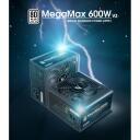 Zalman MegaMax 600W V2 ZM600-TXII, 600W, 200-240V, 50-60Hz, 5A, aktiivne PFC, 20+4 pin ATX, must