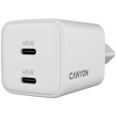 Compact wall charger with GaN technology 45 W total power and 2×PD fast charging ports CU45CC EU White CNS-CUW45CC CANYON