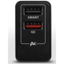 Axagon įkroviklis ACU-QS24 24W, 2x USB QC3.0, 5V-1.2A, 100-240V, juodas, energijos apsauga