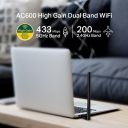 AC600 High Gain Wireless Dual Band USB Adapter, TP-Link, Archer T2U Plus, 600 Mbps, 5dBi