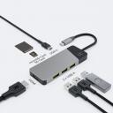 Green Cell USB-C ADAPTER HUBGC01, 3xUSB 3.1, HDMI 4K 60HZ, USB-C PD 85W, 2xSD/MicroSD, 7 porti