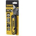 Dewalt kokkuklapitav fikseeritud tera nuga DWHT10992-0, must/kollane, metallist k&auml;epide, tera hoidmine k&auml;epidemes, 5 tera