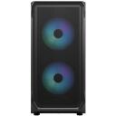 Fractal Design Arvutikorpus Focus 2 RGB FD-C-FOC2A-03, 2xUSB 3.0, 6x2.5'', 2x3.5'', must, klaass k&uuml;lgpaneel, RGB valgustus