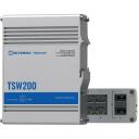 Teltonika коммутатор TSW200 8 x Gigabit Ethernet, 2 x SFP, PoE+, IP30, монтаж на DIN-рейку, -40 - 75 &deg;C