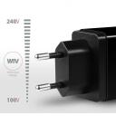 Axagon įkroviklis ACU-QS24 24W, 2x USB QC3.0, 5V-1.2A, 100-240V, juodas, energijos apsauga