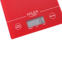 Skaitmeninės virtuvinės svarstyklės su maksimaliu 5 kg apkrovimu 1 g žingsniu ir LCD ekranu raudonos AD3138 Adler