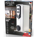 Efektīvs eļļas sildītājs ar 7 sekcijām ~15–18m² telpām maks. jauda 1500W Balts AD7815 Adler