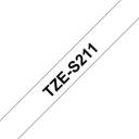 Brother līmlente TZe-S211, 8 m, 6 mm, UV izturīga, melna uz balta, TZe, 1 kasete