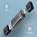 Axagon M&auml;lukaardi lugeja CRE-DAC USB 3.0 Type-A/Type-C 5000 Mbit/s 2 pesa, &uuml;hilduvad m&auml;lukaardid: MicroSD, SD, MMC, hall