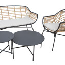Dārza mēbeļu komplekts LUNDE dīvāns, 2 krēsli un 2 galdi 20548 HOME4YOU