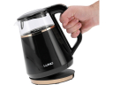 Elektriskā tējkanna ar temperatūras kontroli, LUND, 68216, 1L, melna, LED apgaismojums, 900-1100W, divkāršās sienas.