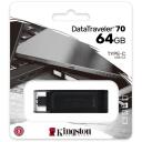 Kingston DataTraveler 70 DT70/64GB, 64 GB, USB-C, 3.2 Gen 1, must, 1 tk