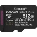 Kingston 512GB microSDXC Canvas Select Plus Gen3 SDCS3/512GB, 150MB/s, A1, UHS-I, Class 10, V30, exFAT, SD adapter