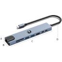 Hawk USB centrmezgls HW-HUB801, 8 porti, 4K HDMI, 2xUSB-A 5Gb/s, Gigabit Ethernet 1000Mb/s, 100W Power Delivery