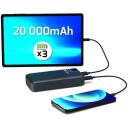 Port Connect Power Bank akumulators 907002, 20000 mAh, 5 V, 2.1 A, 2x USB A, 1x USB C, LCD displejs