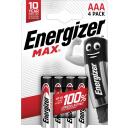 Energizer Akumulatori Alkaline Max AAA LR03 438144, 1.5 V, 4 gab., 10 gadi, melna, sudraba, augsta noplūdes izturība