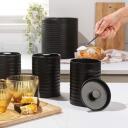 Russell Hobbs Liniera 4 daļu darba virsmas komplekts RH03270, melns, tērauds, 4 nodalījumi, vāki ar velkamu aug&scaron;pusi