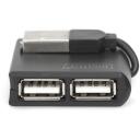 Digitus USB centrmezgls, 4 porti, DA-70217, 4 x USB 2.0, 480 Mb/s, melns