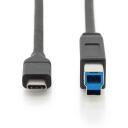 Digitus &Uuml;henduskaabel AK-300149-018-S, 1.8m, must, USB Type C isane, USB Type B isane, 3A toide