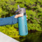 Termopudele ar salmiņu The IceFlow Flip Straw Water Bottle Go 0,65L lagūnas krāsā