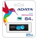 Adata USB atmintinė AUV320-64G-RBKBL 64 GB, USB 3.2 Gen 1, juoda, mėlyna, slankusis dizainas
