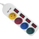Maclean удлинитель MCE229W, 4 розетки, 2xUSB, 250VAC, 10A, 2.1A 5V, 1.5m, защита от детей, выключатель