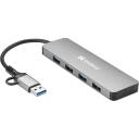 Sandberg USB-C/A 4xUSB 3.0 keskuse 136-63, 5 Gbit/s, alumiinium, USB-C, USB-A, 4 porti