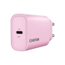 Compact wall USB charger with 30 W maximum power and 1×PD USB C port OnCharge 30CL Max Power 30W EU Pink CNE-CHA30CLPK CANYON