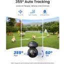 Välitingimustes kasutatav nutikas 5 MP PTZ WiFi jälgimiskaamera liikumisel aktiveeruvate prožektorite ja kahesuunalise heliga Must E540-B WCEO5MP06PTAFB Reolink