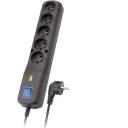 Lestar pārsprieguma aizsargs LV-530W 1966000293, 2,5m, 5 E tipa kontaktligzdas, 10A, 230V, 155 J, melns
