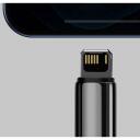 Baseus Tungsten Gold kaabel USB iP CALWJ-A01, 2m, 2.4A, 480MB/s, must, nailon, tsinkisulam