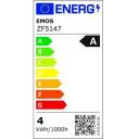 Emos LED lemputė FILAMENT A60 ZF5147, 3,8 W, 806 lm, 230 V, 50 000 valandų, E27, &scaron;ilta balta, 360&deg;, 4 lustai