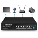 Esperanza ENS105 6-portu Poe komutators, 220-240V, 50Hz, 1.2Gbit/s, 60W, 4x30W PoE porti