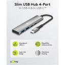 Goobay USB centrmezgls, 76563, 2 x USB 3.2 + 2 x USB-C 3.2, 5 Gbit/s, alumīnija/plastmasas korpuss, plāns dizains