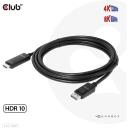 Club3D видеокабель CAC-1087, 3 м, DisplayPort 1.4, HDMI 2.1, 7680 x 4320, 120 Гц, HDR10, черный