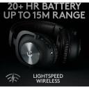 Logitech ausinės PRO X WIRELESS 981-000907 20-20000 Hz, 15 m belaidės, 50 mm, 370 g, neodimio magnetai, Li-Poly 1100 mAh
